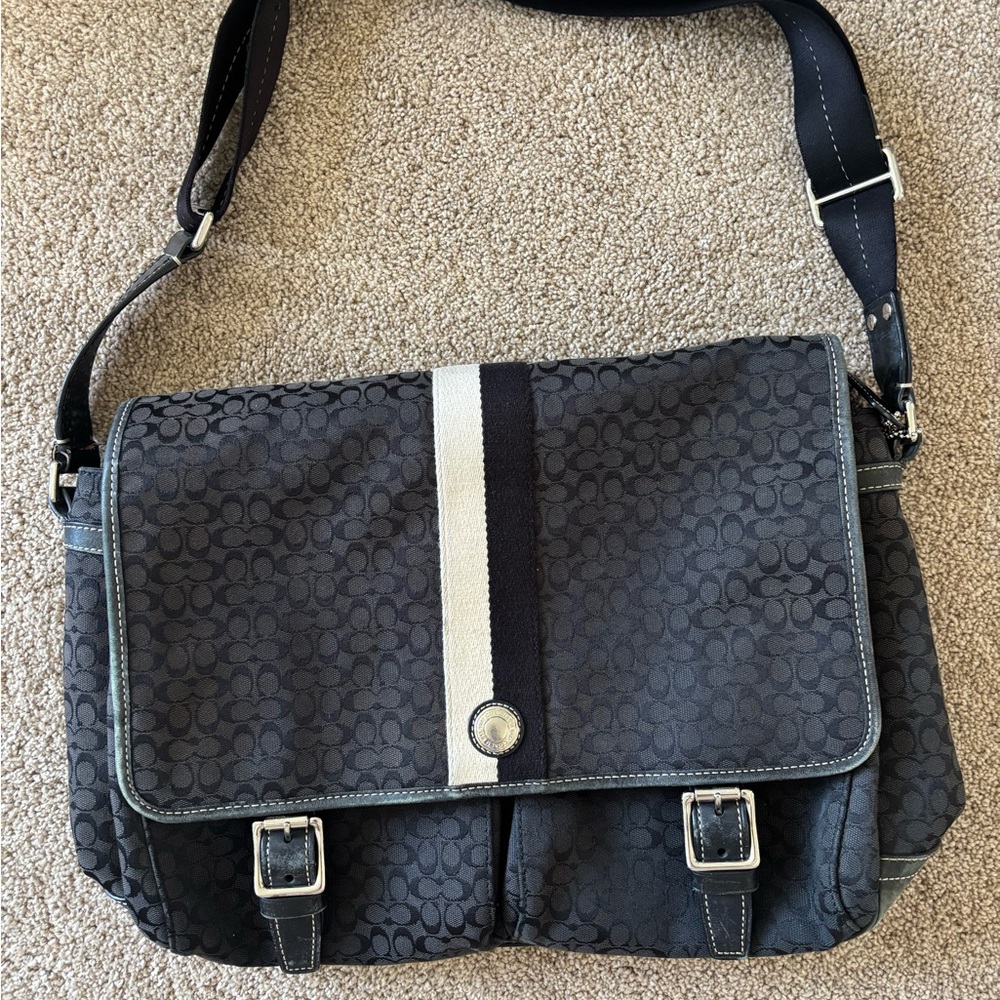 Coach Black and Gray Men's Messenger Bag